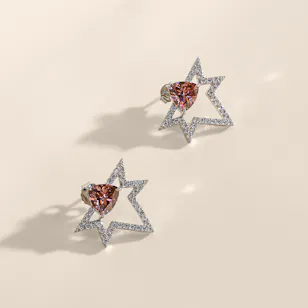 Floward Pink Star Silver Women's Earrings 