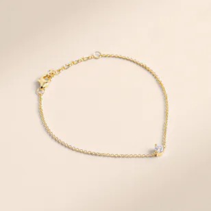 Tai Jewelry Gold-plated Chain Women's Bracelet with Cubic Zirconia Stone