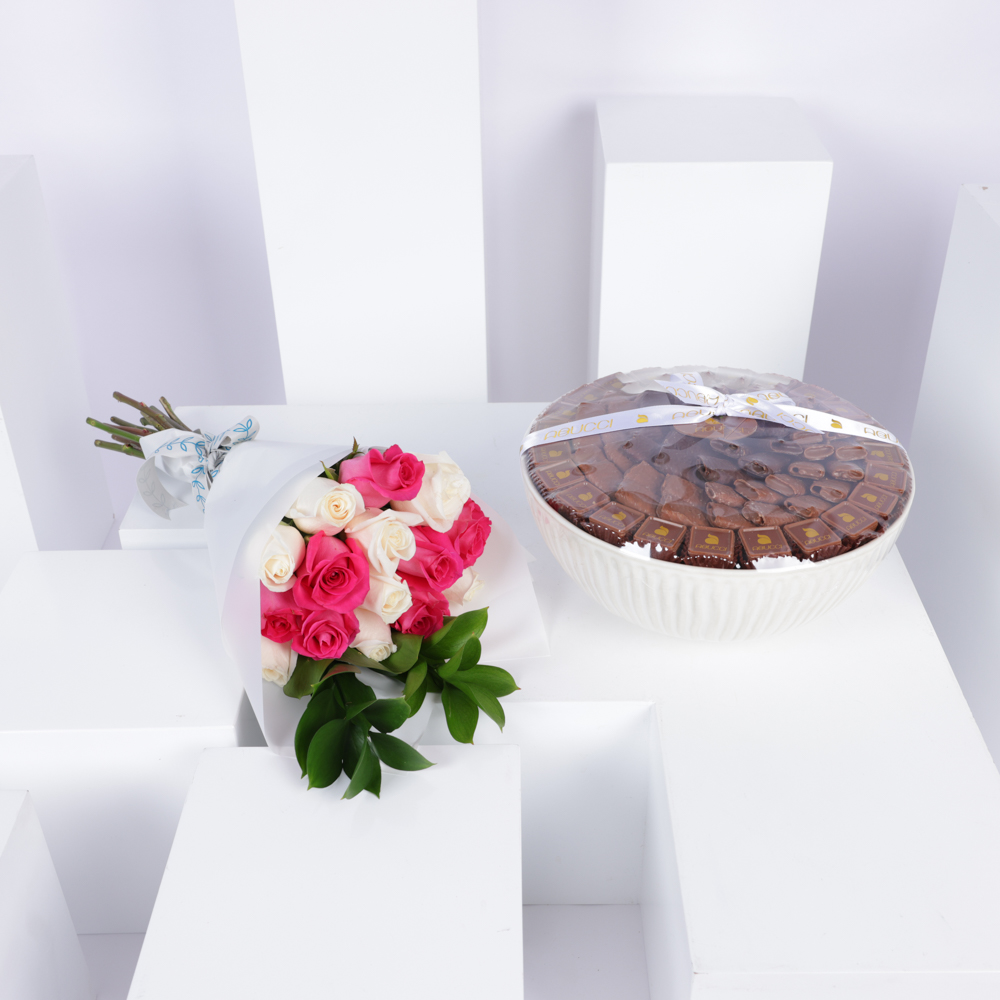 Abucci Chocolates Tray | Roses Bouquet