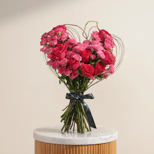 Warm Heart Fuchsia Roses Bouquet 
