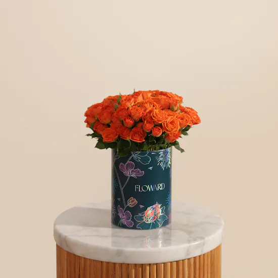 Warm Orange Baby Rose Box | 25 Flowers