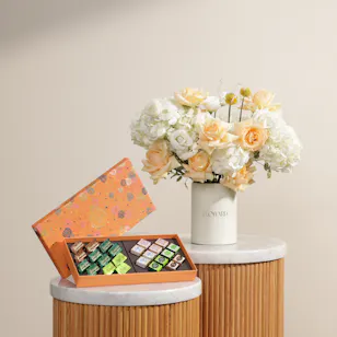 Venchi Murrine Cremino and Gianduiotto Chocolates Orange Box | Her Legacy Flowers