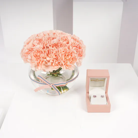 Baby Crown Flower Diamond Baby Earring | Carnation Vase