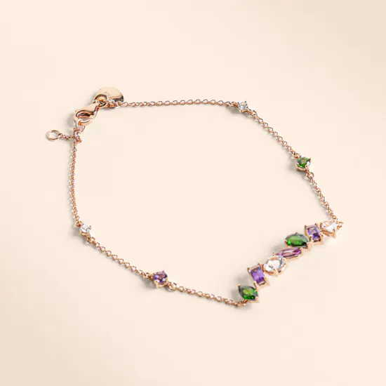 Damas Fireworks Fiesta Diamond and Precious Gem Rose Gold Bracelet
