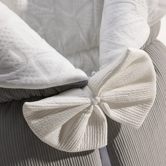 White & Grey Grey Bamboo Baby Sleeping Bag with White Bow
