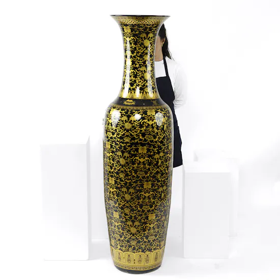 Magnificent Vase Black & Gold | 160 CM