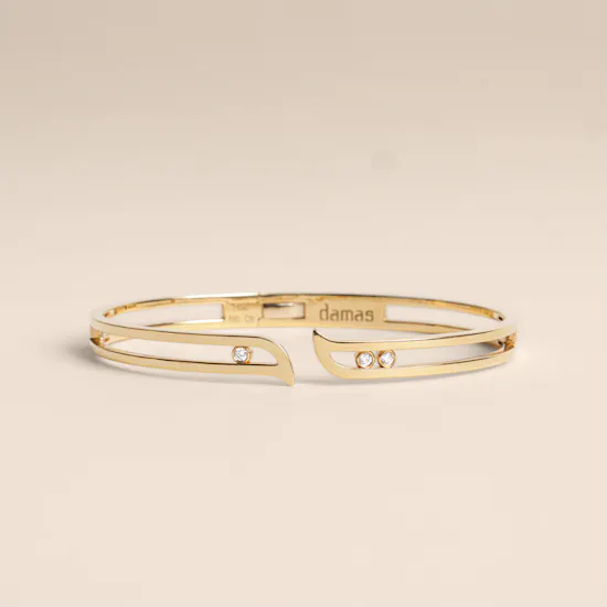 Damas Alif Brilliance Yellow Gold and Diamond Bangle