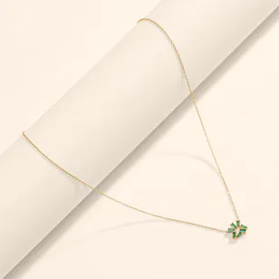 Siran by Iram Irregular Shaped Emerald Stones Necklace