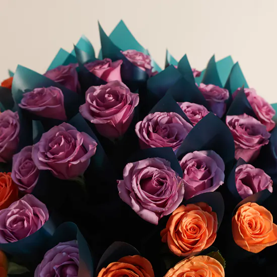 Orange and Purple Roses Favors