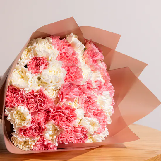 White & Pink Carnations | Copper Wrap