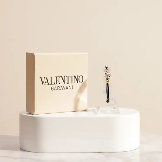 Valentino Garavani VLogo Signature Black Cotton Bracelet