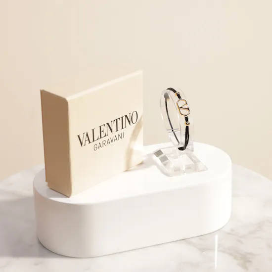 Valentino Garavani VLogo Signature Black Cotton Bracelet