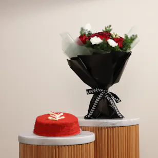 Floward Red Velvet Cake | Red Flowers 