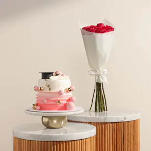 Floward Pink Graduation Cake | Bright Triumphant Flower