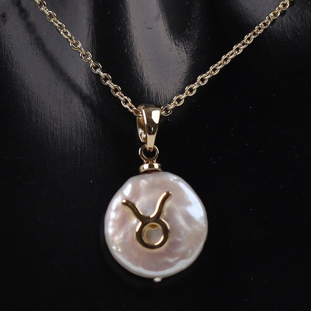 Taurus Zodiac Necklace by Ash Couture | Gold Plated | Pearl