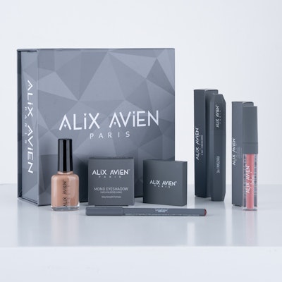 Alix Avien Mono Eyeshadow 103 Milky Coffee, Nail Polish No 50, Lip Gloss 02 Dusty Rose, 3 On 1 Mascara & Lip Liner Dark Nude