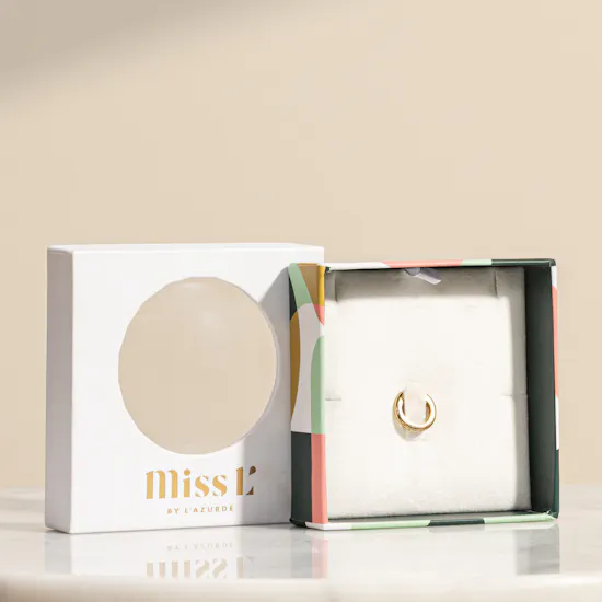 Miss L' Circle Shaped Closed Hoop Gold Women's Earring