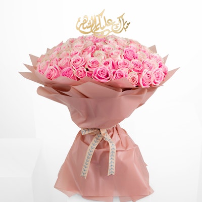 Lolly | Light Pink 100 Roses Hand Bouquet 