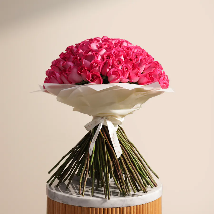 Fuchsia Roses Bouquet | 250 Flowers 5