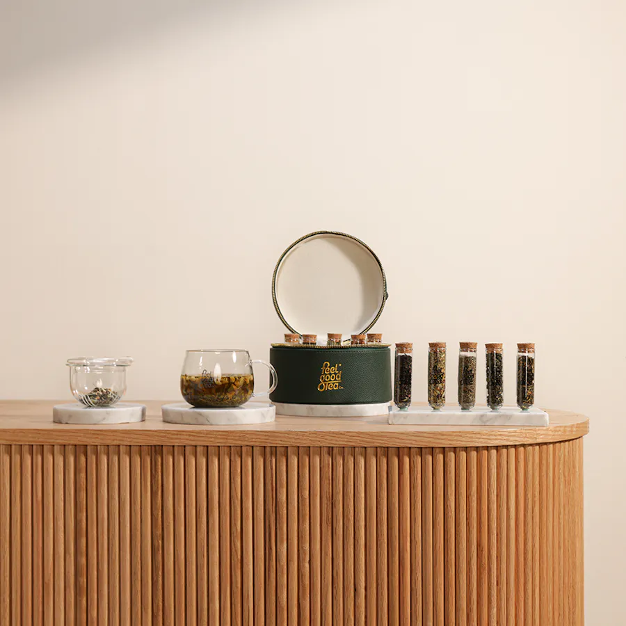 Feel Good Tea Green Leather Tea Box 1