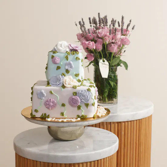 Floward Floral Layers Birthday Cake | Whisper Flowers Vase