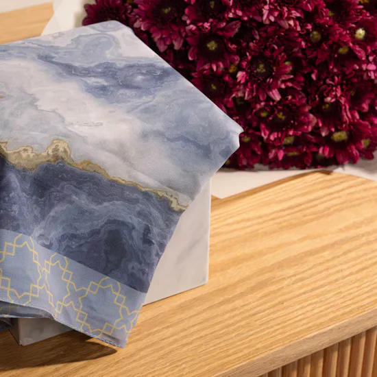 Emma Slate n’ Gold Scarf | Flowers of Passion