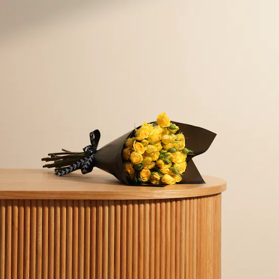 Yellow Baby Rose Bouquet | 12 Flowers