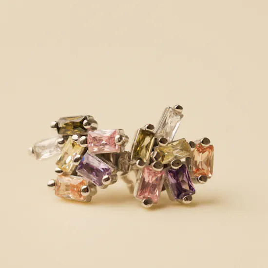 Zia Handcrafted Colorful Baguette Stones Women's Earrings