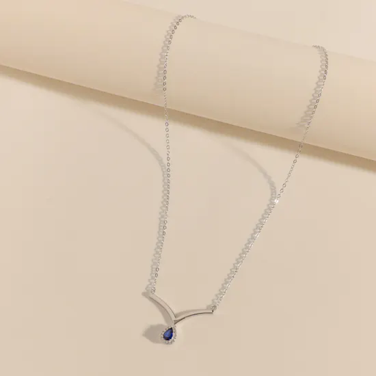 Floward Raindrop Sapphire Stone Necklace