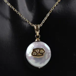 Cancer Zodiac Necklace by Ash Couture | Gold Plated | Pearl Cancer Zodiac Necklace by Ash Couture | Gold Plated | Pearl