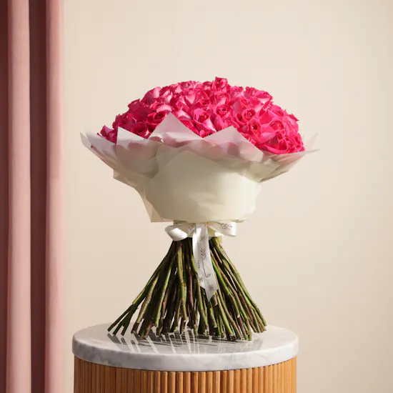 Magnificent Fuchsia | 100 Rose Bouquet