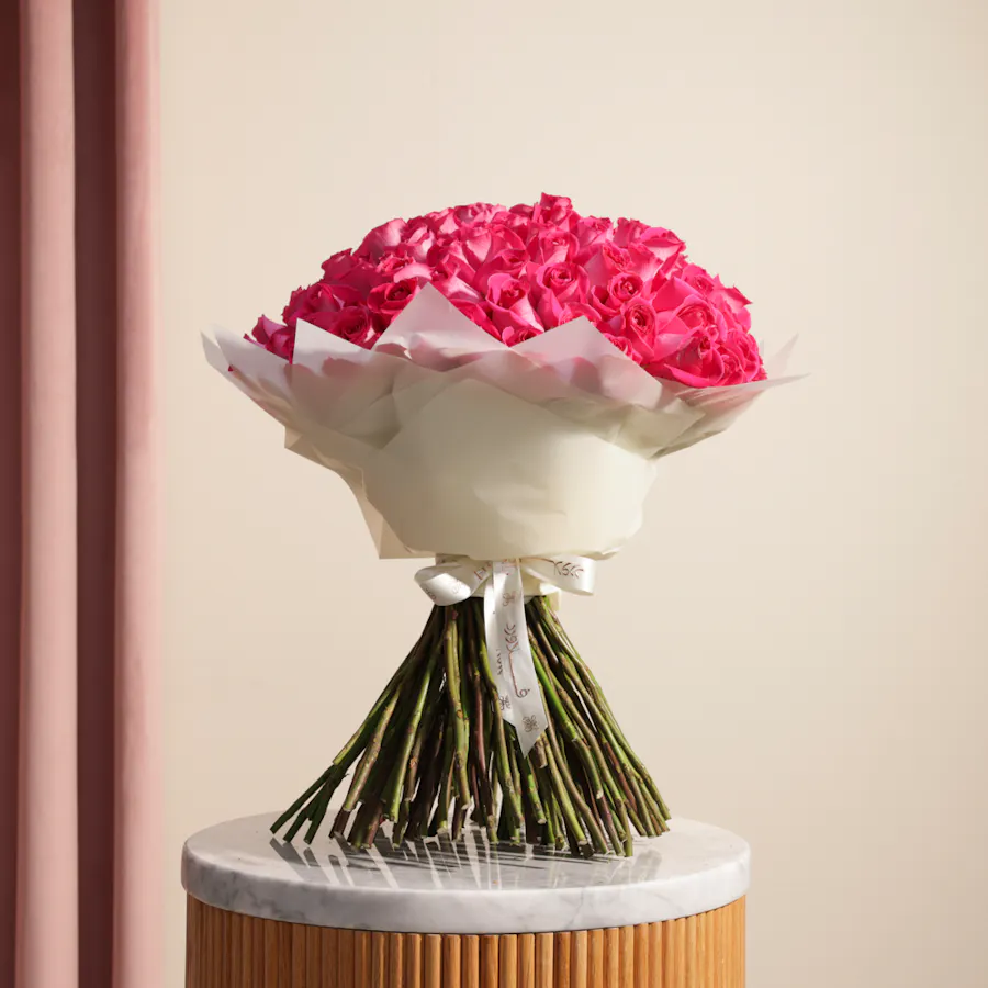 Magnificent Fuchsia | 100 Rose Bouquet 1