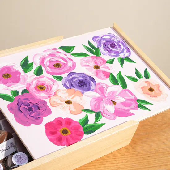 Lilac Mother's Day Chocolates Hand Painted Floral Box