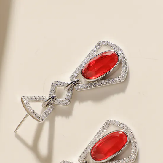 Floward Crimson Grace Silver Earrings