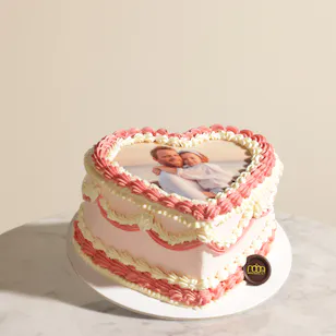 Noon Sweets Personalized Photo Pink Heart Cake