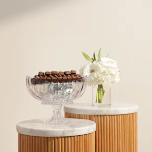 صينية شوكولاتة بيضاوية زجاجية من فلاورد | مزهرية زهور السعادة