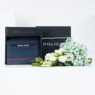 Police Card Holder Blue With Flowers