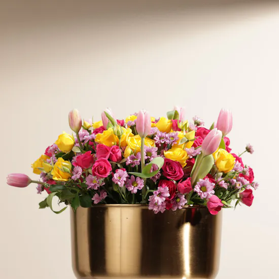 Colorful Flowers | Golden Vase