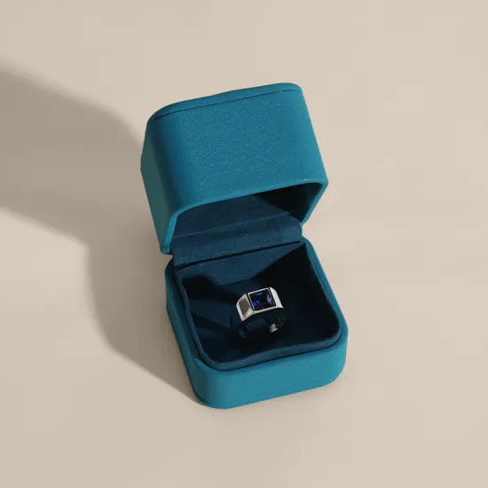 Floward Sapphire Monolith Silver Men's Ring | Size 9