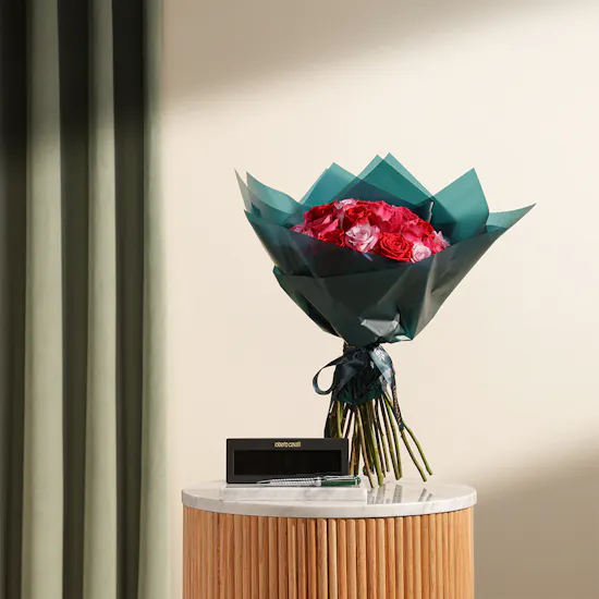 Roberto Cavalli Writing Pen | Charming Roses Bouquet
