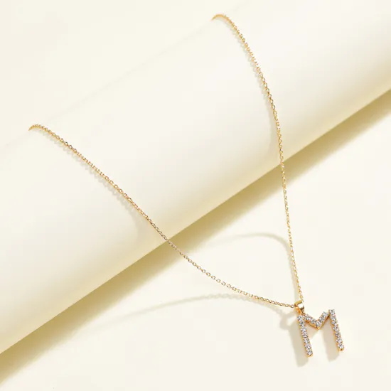 Caroline Svedbom Mini Letter M Crystal Necklace