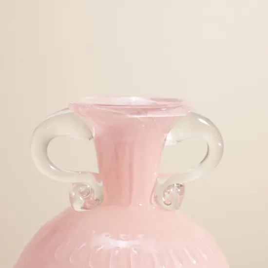Flowerd Fenton Pink Glass Vase