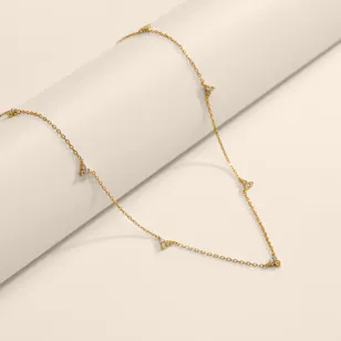 Artsy Tiny Three Stones Gold Plated Necklace 