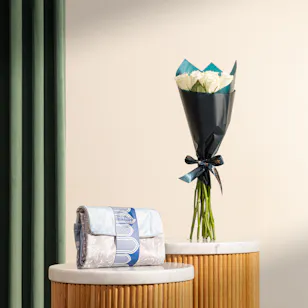 Urban Rugs Sky Blue Floral Portable Sejadah | Heart's Peace Flowers