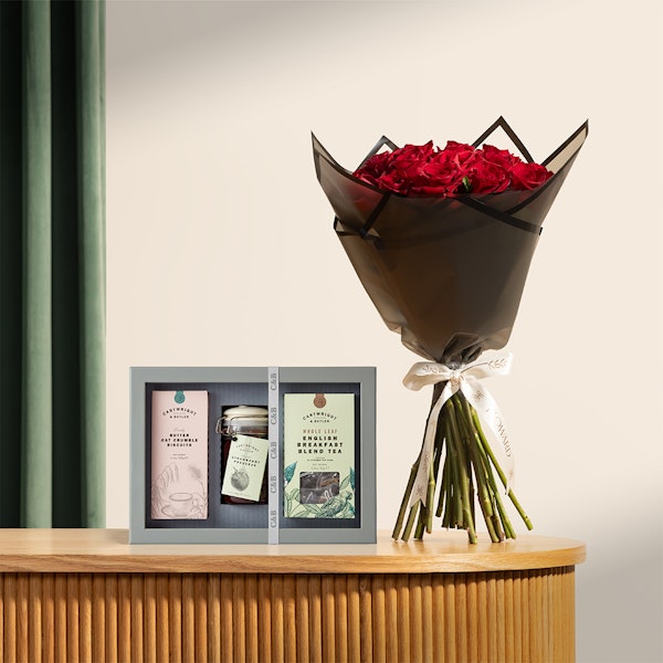 Cartwright & Butler Tea Time Selection Gift Box | Sweet Red Roses Bouquet