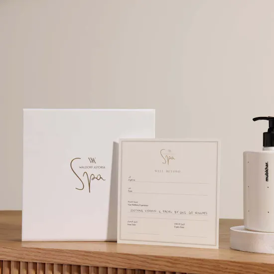 Waldorf Astoria Spa Soothing Vitamin K Facial Gift Voucher | Mubkhar Duo and Flower Vase