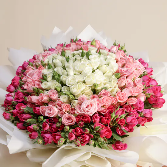Vibrant Colorful Baby Rose Bouquet | 75 Flowers