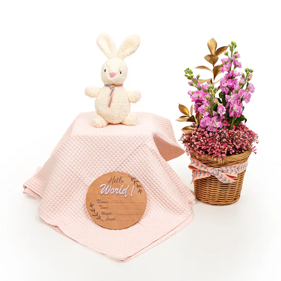 Cozy Bunny Pink Giftset | Flowers