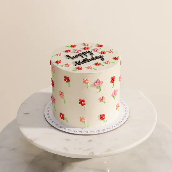 Cle Bakery Happy Birthday Floral Cake