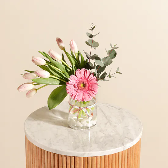 Festive Birthday Pink Blooms Vase